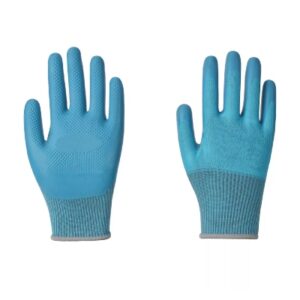 Blue Crinkle Latex Coated Gloves