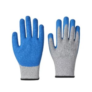 Blue Latex Wrinkle Coating Level 5 Cut Resistant Gloves