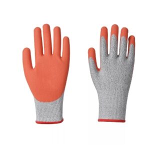 Orange Nitrile Rubber Coating Anti Cut Gloves